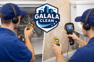 شركة كشف تسربات المياه بظهران الجنوب تقوم بفحص الحمامات والمطابخ للكشف عن التسربات المخفية بدون تكسير